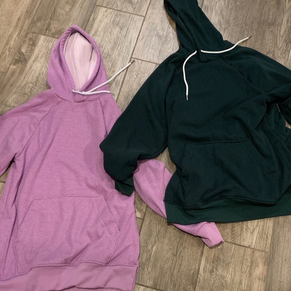 Cozy Women's Hooded Sweater Set - Purple and Green